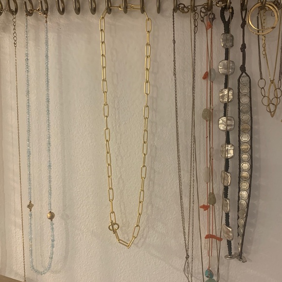 Paper clip chain with bar clasp- gold - Picture 3 of 7